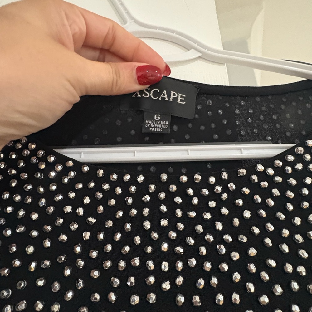 Xscape Black Long Sleeve Beaded Dress - Picture 4 of 4